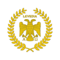 Герб Объединённого Государства Леведия, Народной Республики Леведия и Объединённой Республики Леведия (10 мая 2019 — 1 мая 2020 года)
